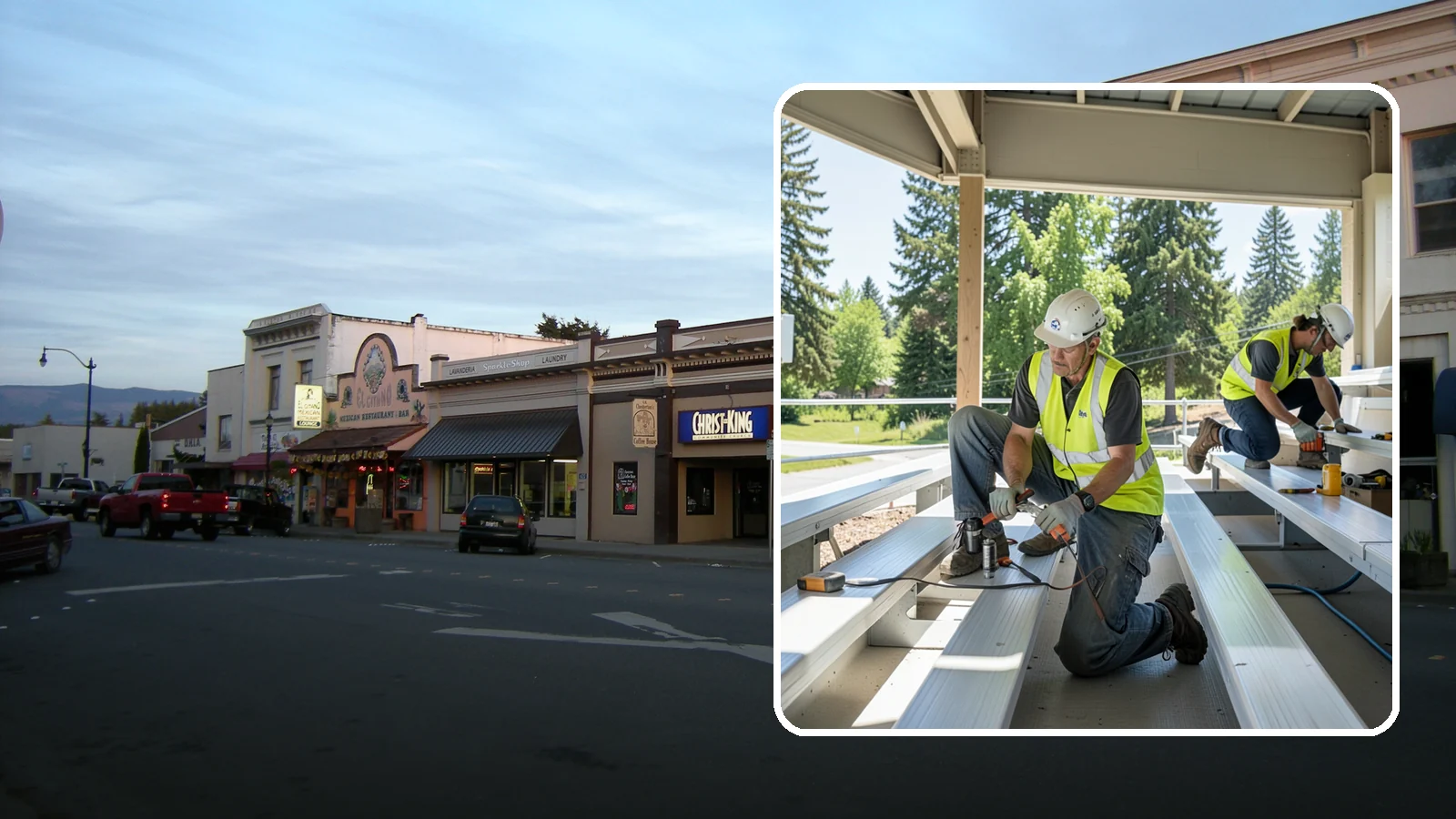 Bleacher Repairs in Burlington, Skagit County, WA - Repair of damaged bleacher components to keep public spectator seating safe and code-compliant.