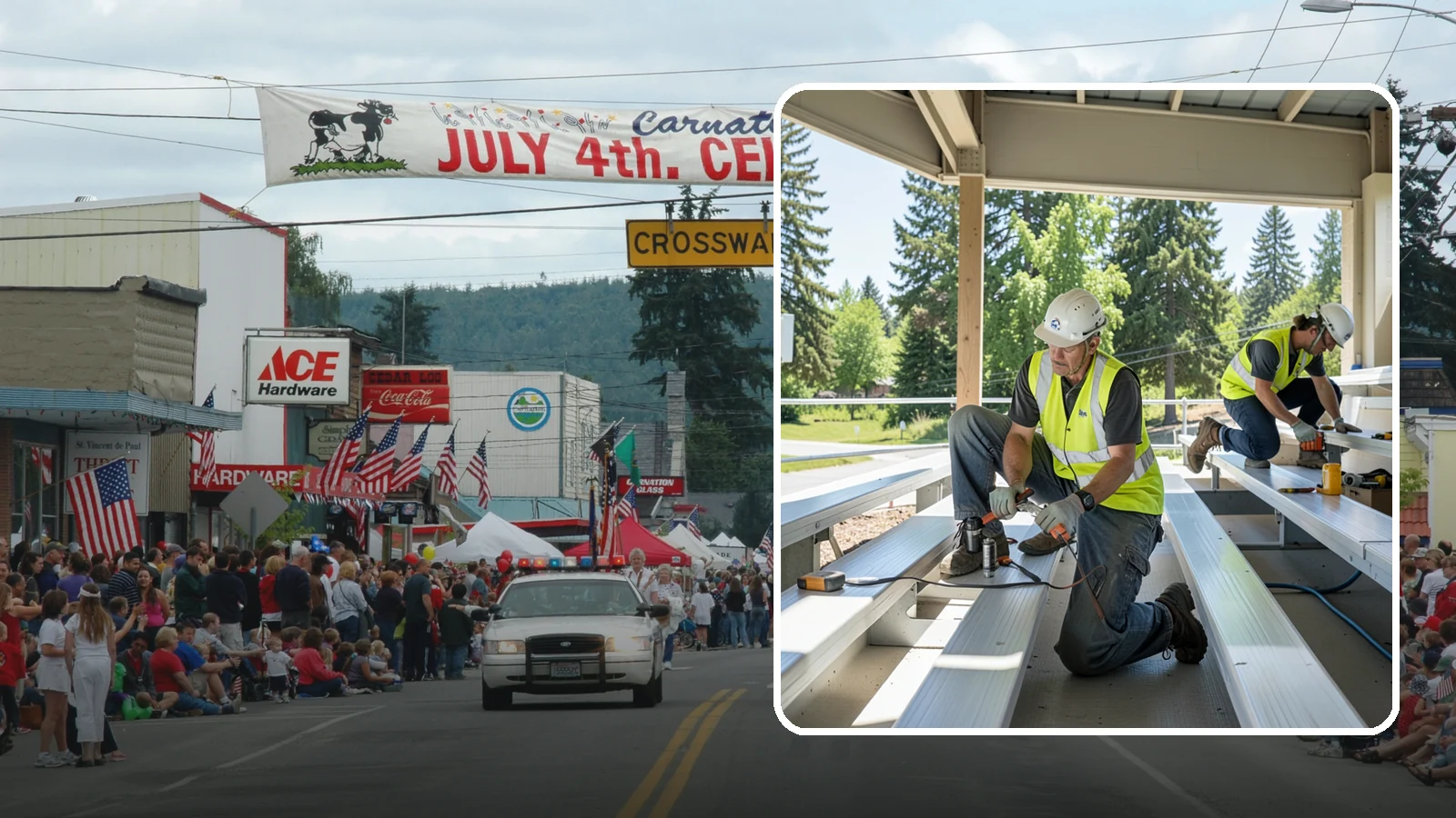 Bleacher Repairs in Carnation, King County, WA - Repair of damaged bleacher components to keep public spectator seating safe and code-compliant.