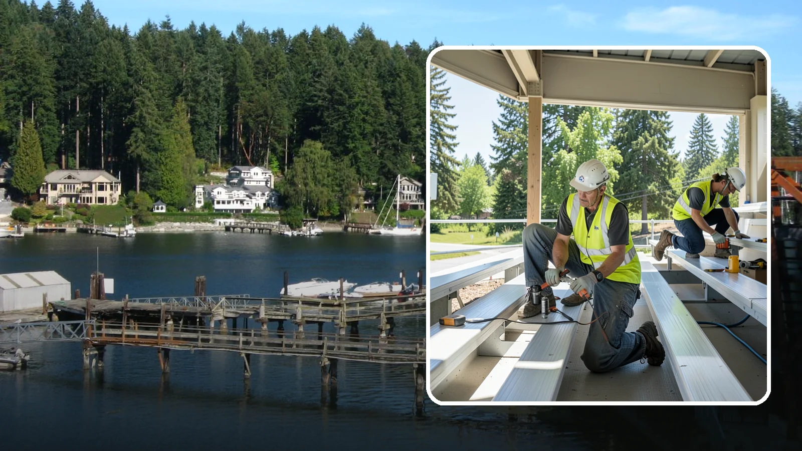 Bleacher Repairs in Gig Harbor, Pierce County, WA - Repair of damaged bleacher components to keep public spectator seating safe and code-compliant.