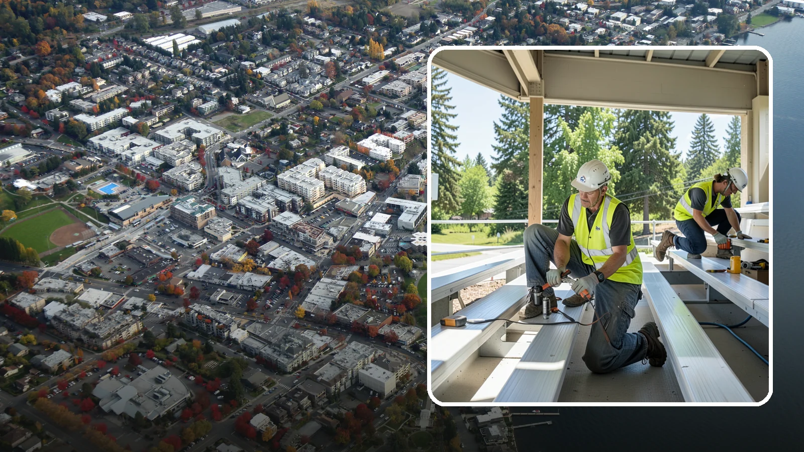 Bleacher Repairs in Kirkland, King County, WA - Repair of damaged bleacher components to keep public spectator seating safe and code-compliant.