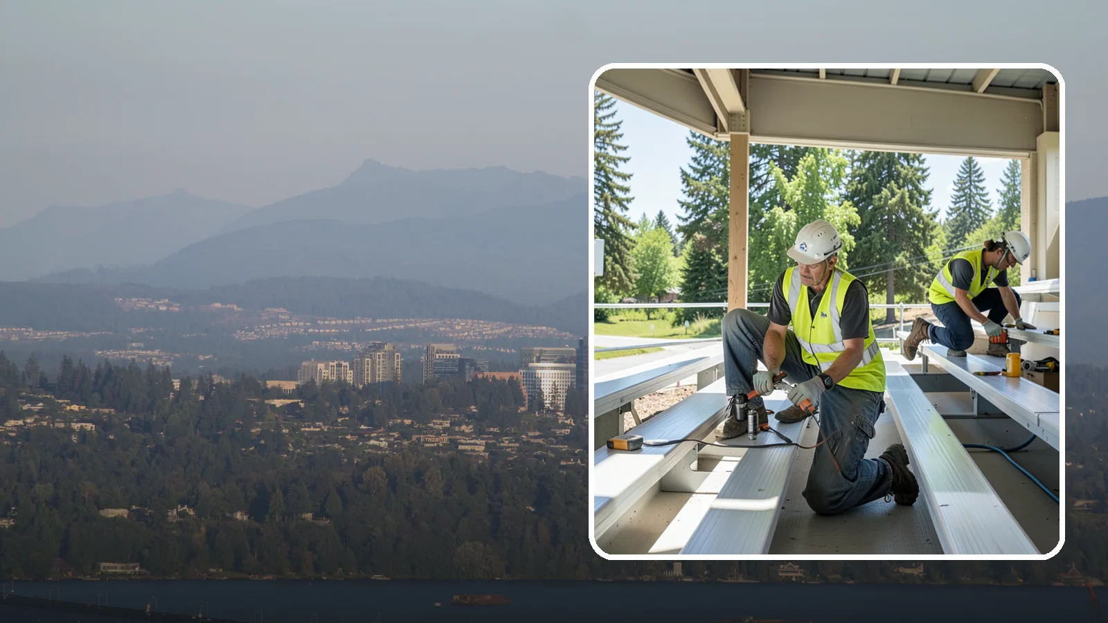 Bleacher Repairs in Medina, King County, WA - Repair of damaged bleacher components to keep public spectator seating safe and code-compliant.