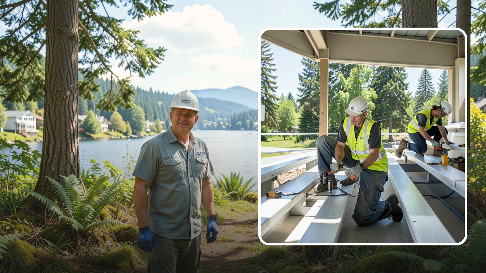 Bleacher Repairs in Milton, King County, WA - Repair of damaged bleacher components to keep public spectator seating safe and code-compliant.