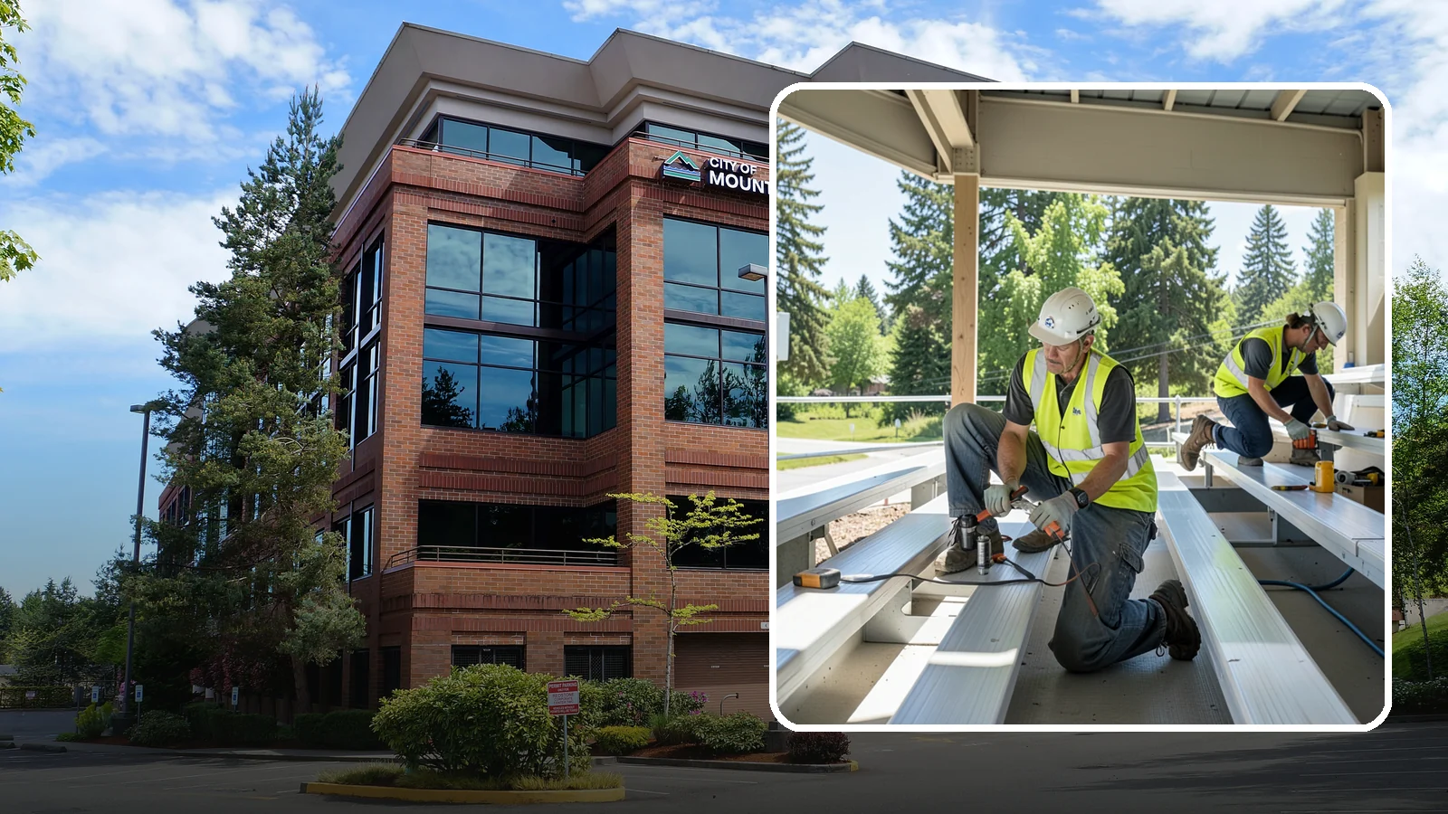Bleacher Repairs in Mountlake Terrace, Snohomish County, WA - Repair of damaged bleacher components to keep public spectator seating safe and code-compliant.
