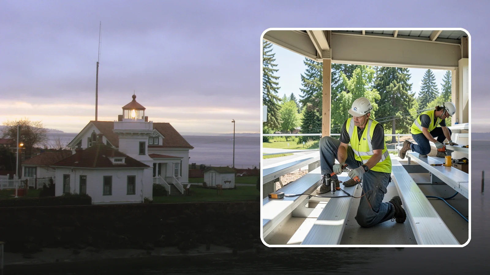 Bleacher Repairs in Mukilteo, Snohomish County, WA - Repair of damaged bleacher components to keep public spectator seating safe and code-compliant.