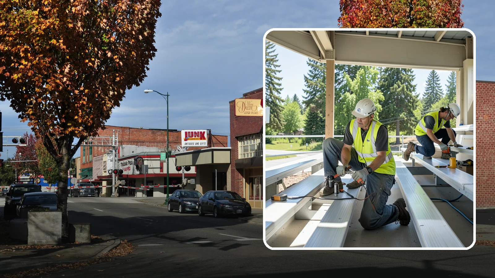 Bleacher Repairs in Puyallup, Pierce County, WA - Repair of damaged bleacher components to keep public spectator seating safe and code-compliant.