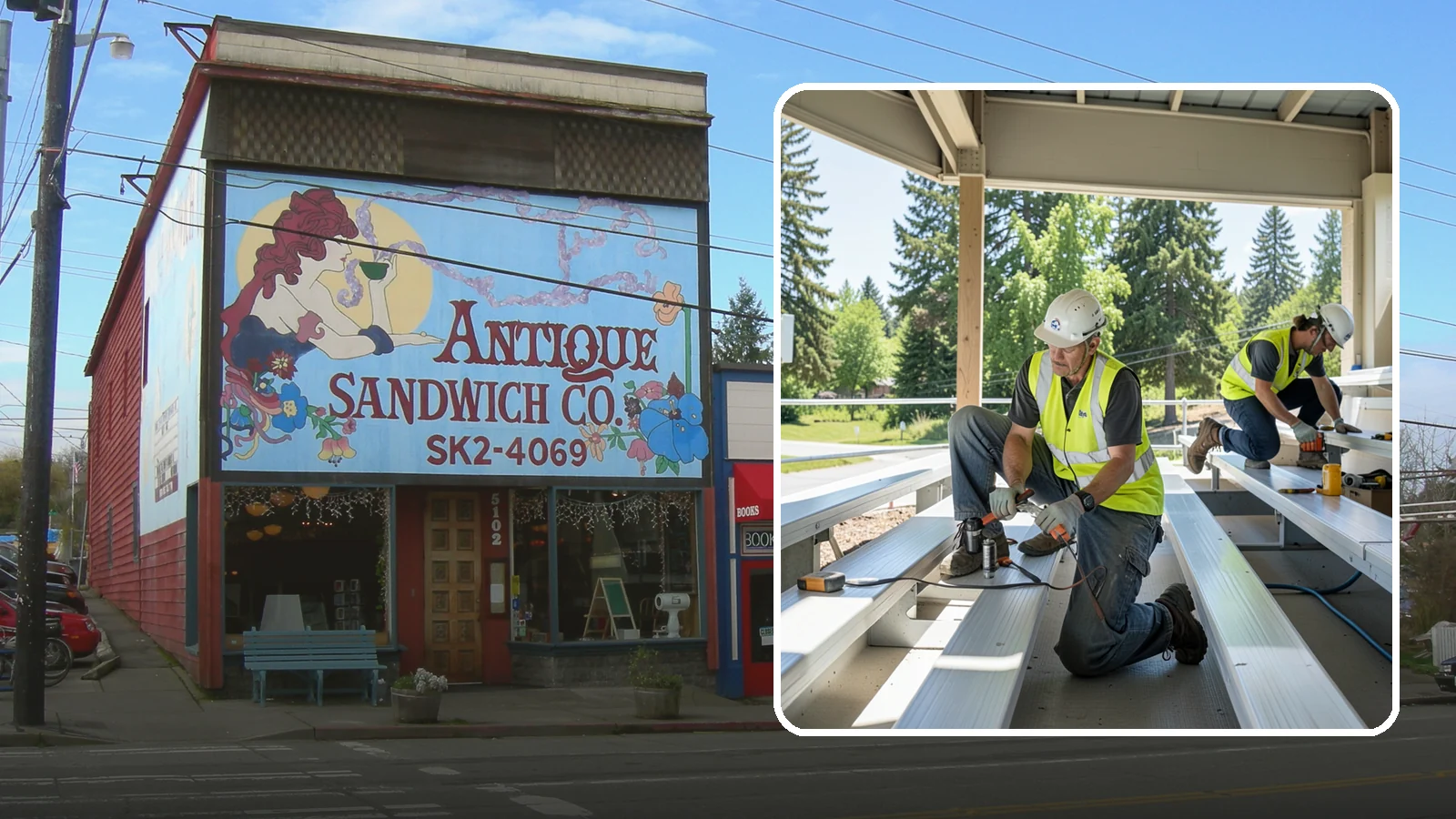 Bleacher Repairs in Ruston, Pierce County, WA - Repair of damaged bleacher components to keep public spectator seating safe and code-compliant.