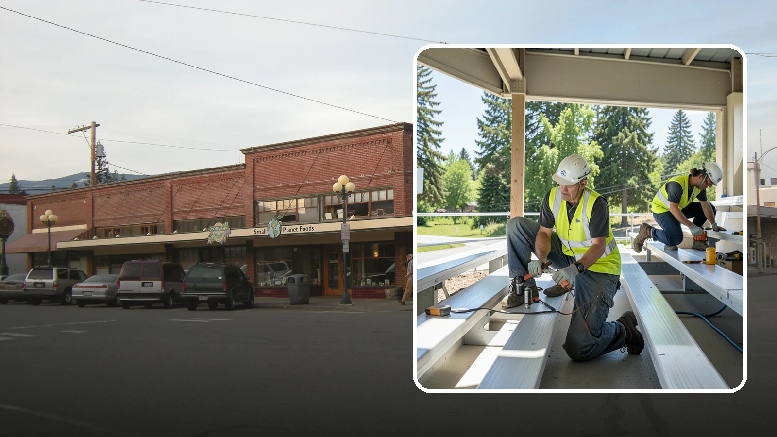 Bleacher Repairs in Sedro-Woolley, Skagit County, WA - Repair of damaged bleacher components to keep public spectator seating safe and code-compliant.