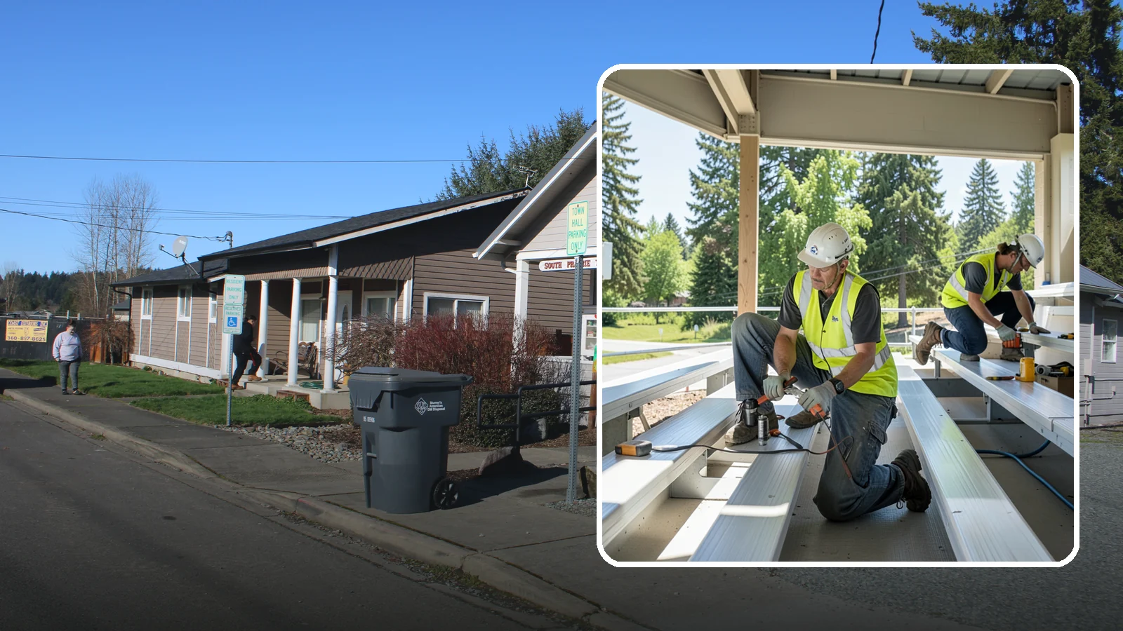 Bleacher Repairs in South Prairie, Pierce County, WA - Repair of damaged bleacher components to keep public spectator seating safe and code-compliant.