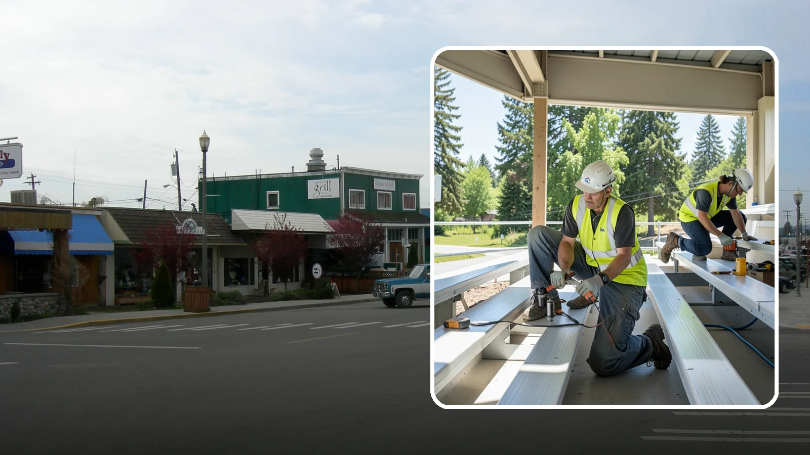 Bleacher Repairs in Stanwood, Snohomish County, WA - Repair of damaged bleacher components to keep public spectator seating safe and code-compliant.