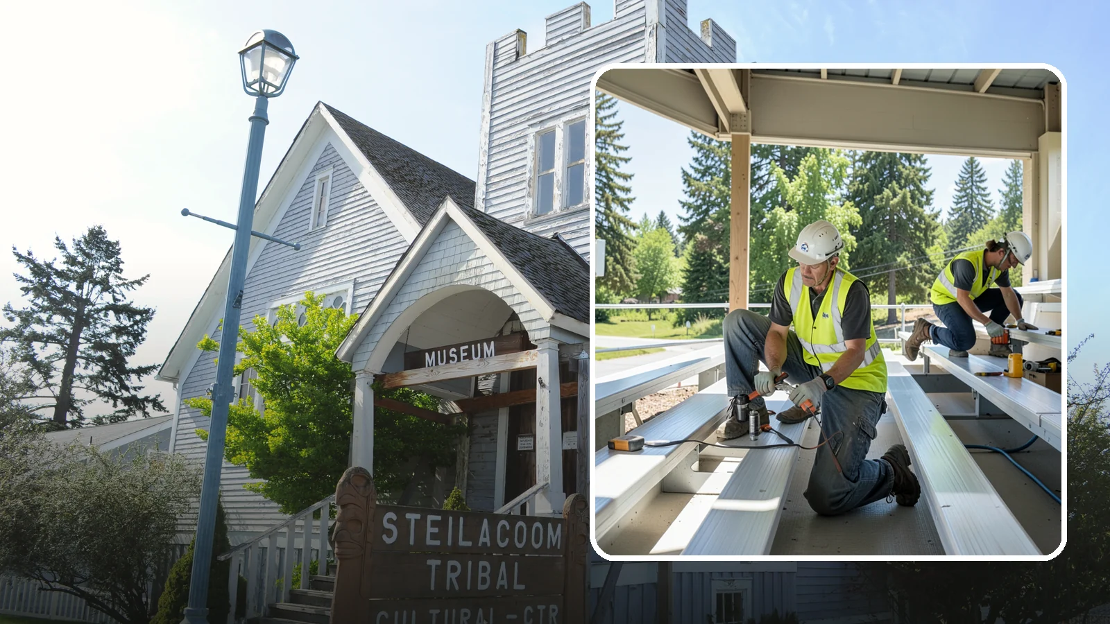 Bleacher Repairs in Steilacoom, Pierce County, WA - Repair of damaged bleacher components to keep public spectator seating safe and code-compliant.
