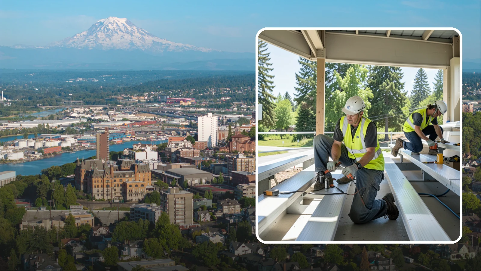 Bleacher Repairs in Tacoma, Pierce County, WA - Repair of damaged bleacher components to keep public spectator seating safe and code-compliant.