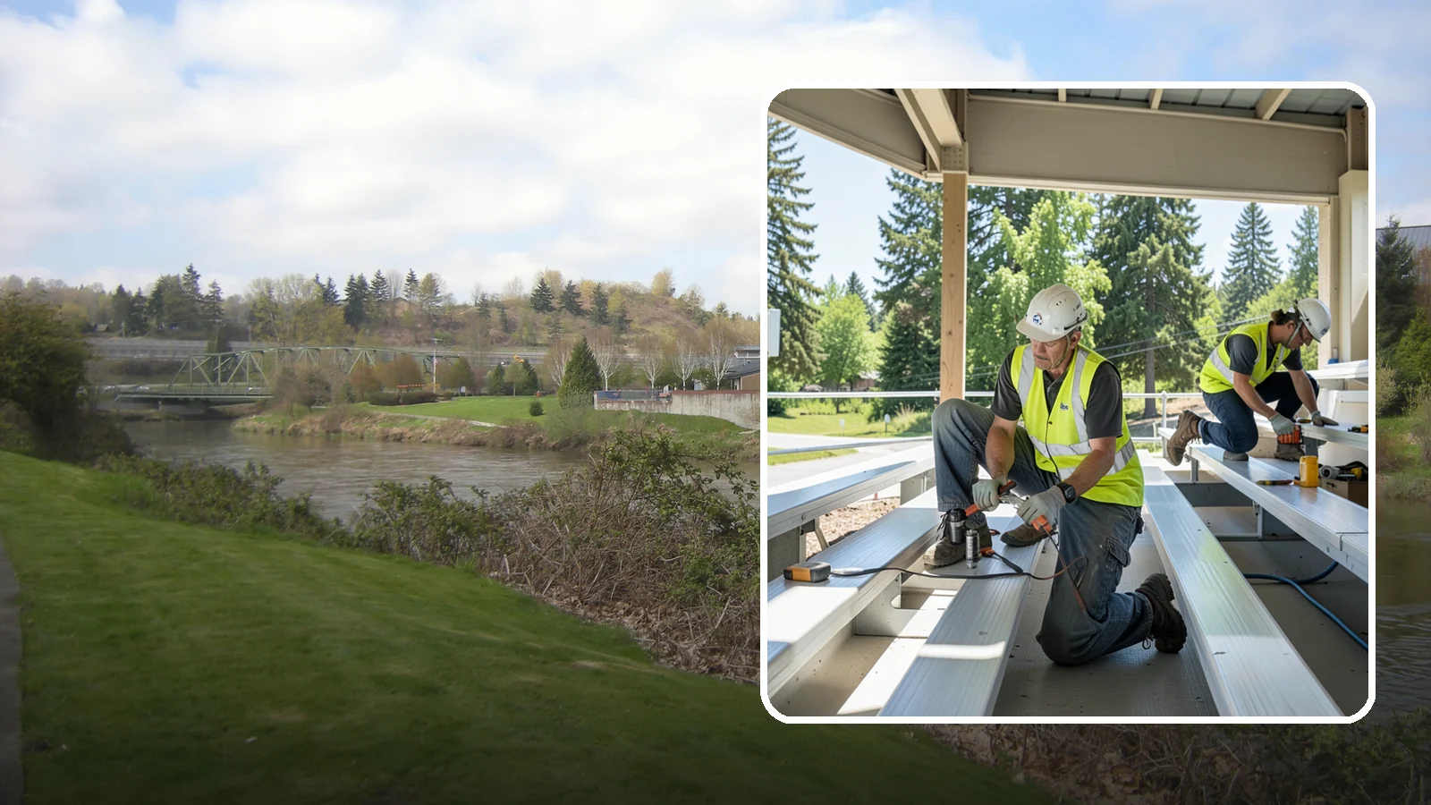 Bleacher Repairs in Tukwila, King County, WA - Repair of damaged bleacher components to keep public spectator seating safe and code-compliant.