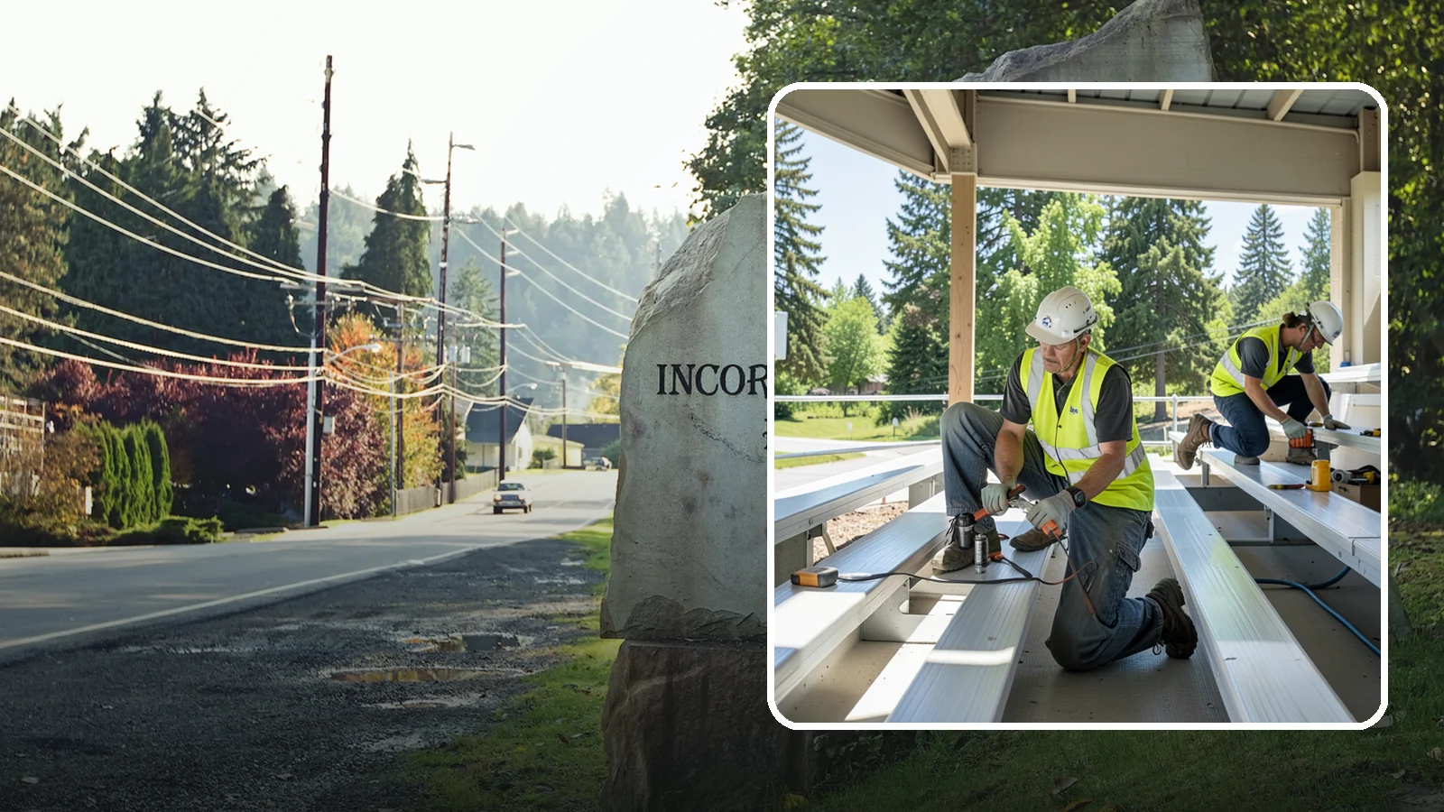 Bleacher Repairs in Wilkeson, Pierce County, WA - Repair of damaged bleacher components to keep public spectator seating safe and code-compliant.