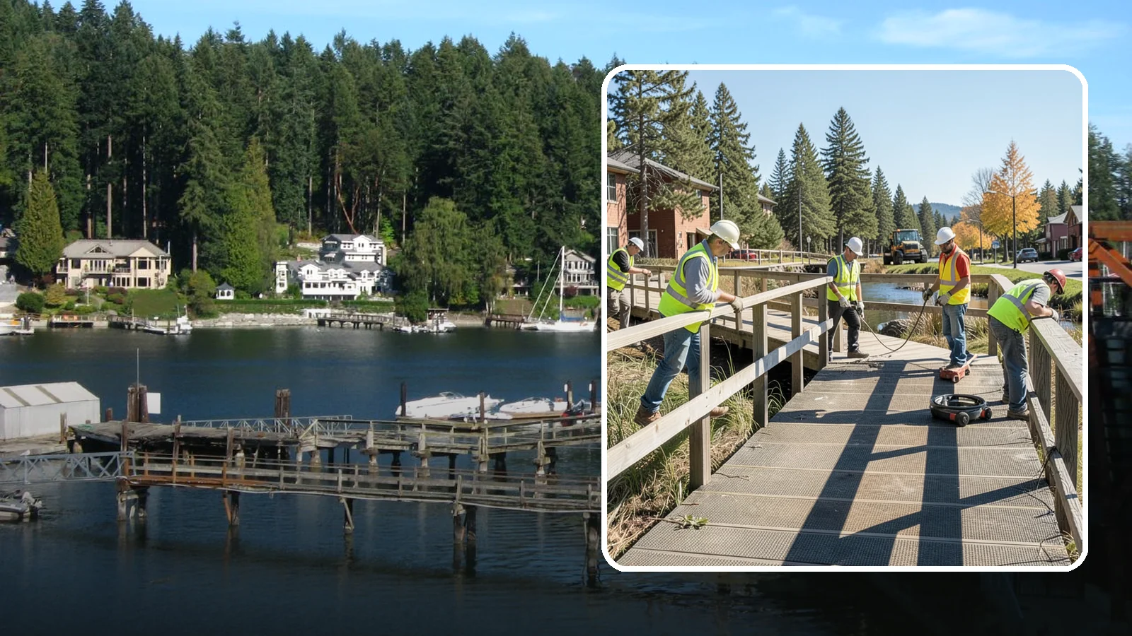 Boardwalk Repairs in Gig Harbor, Pierce County, WA - We repair boardwalks and elevated walkways over wetlands and shorelines with durable, slip-resistant decking.