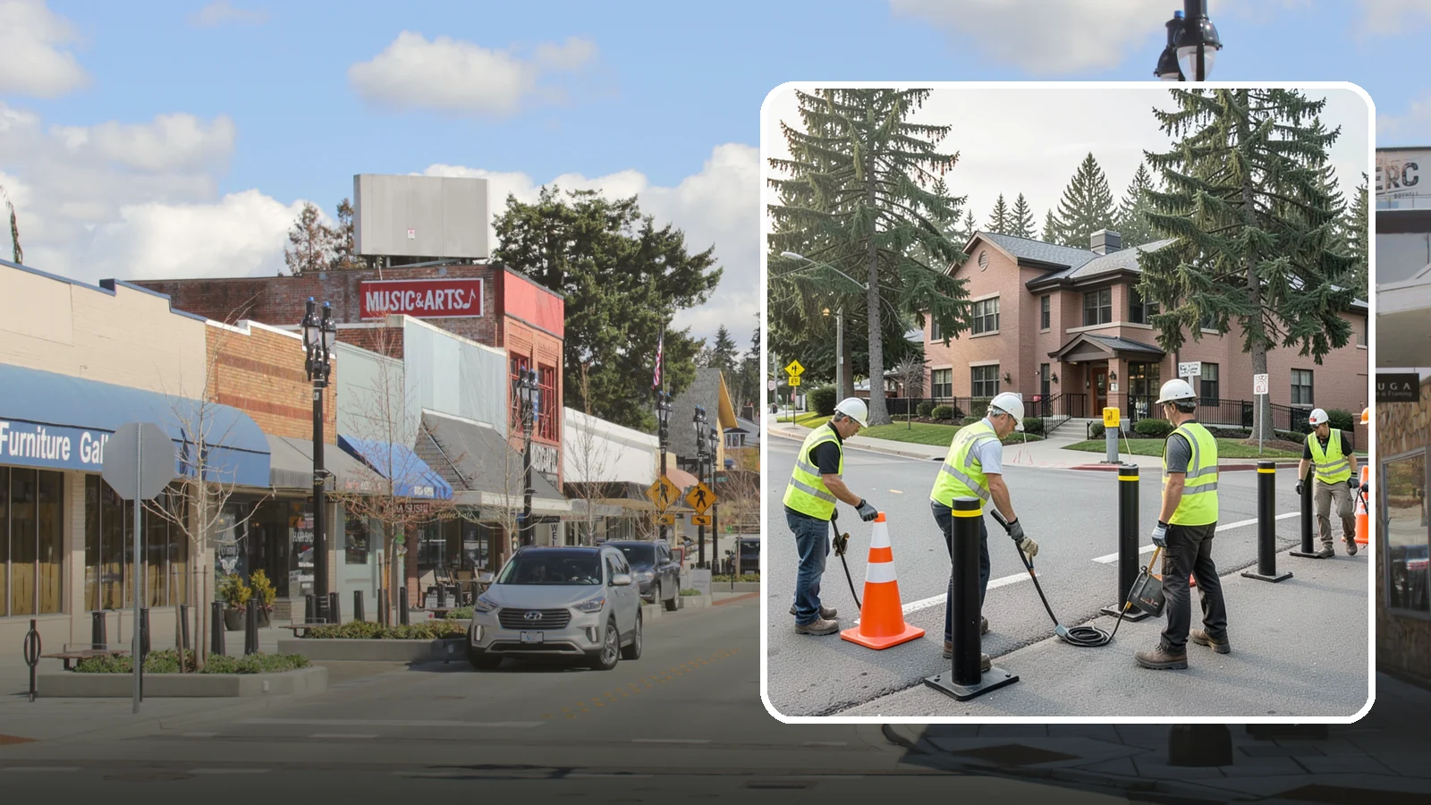Bollard & Barrier Installation in Bothell, King County, WA - Bollard and security barrier installation that protects public buildings, entrances, and gathering spaces.