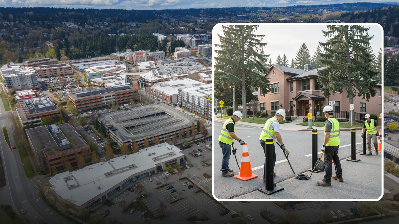 Bollard & Barrier Installation in Redmond, King County, WA - Bollard and security barrier installation that protects public buildings, entrances, and gathering spaces.