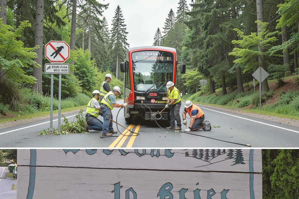 Bollard Installation in Brier, Snohomish County, WA - Bollard installation proceeds year-round, with drier conditions preferred for foundation excavation and concrete curing.