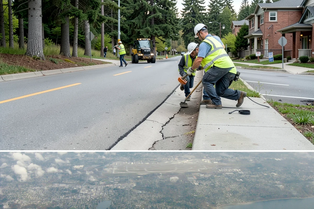 Bollard Installation in Burien, King County, WA - Bollard installation proceeds year-round, with drier conditions preferred for foundation excavation and concrete curing.