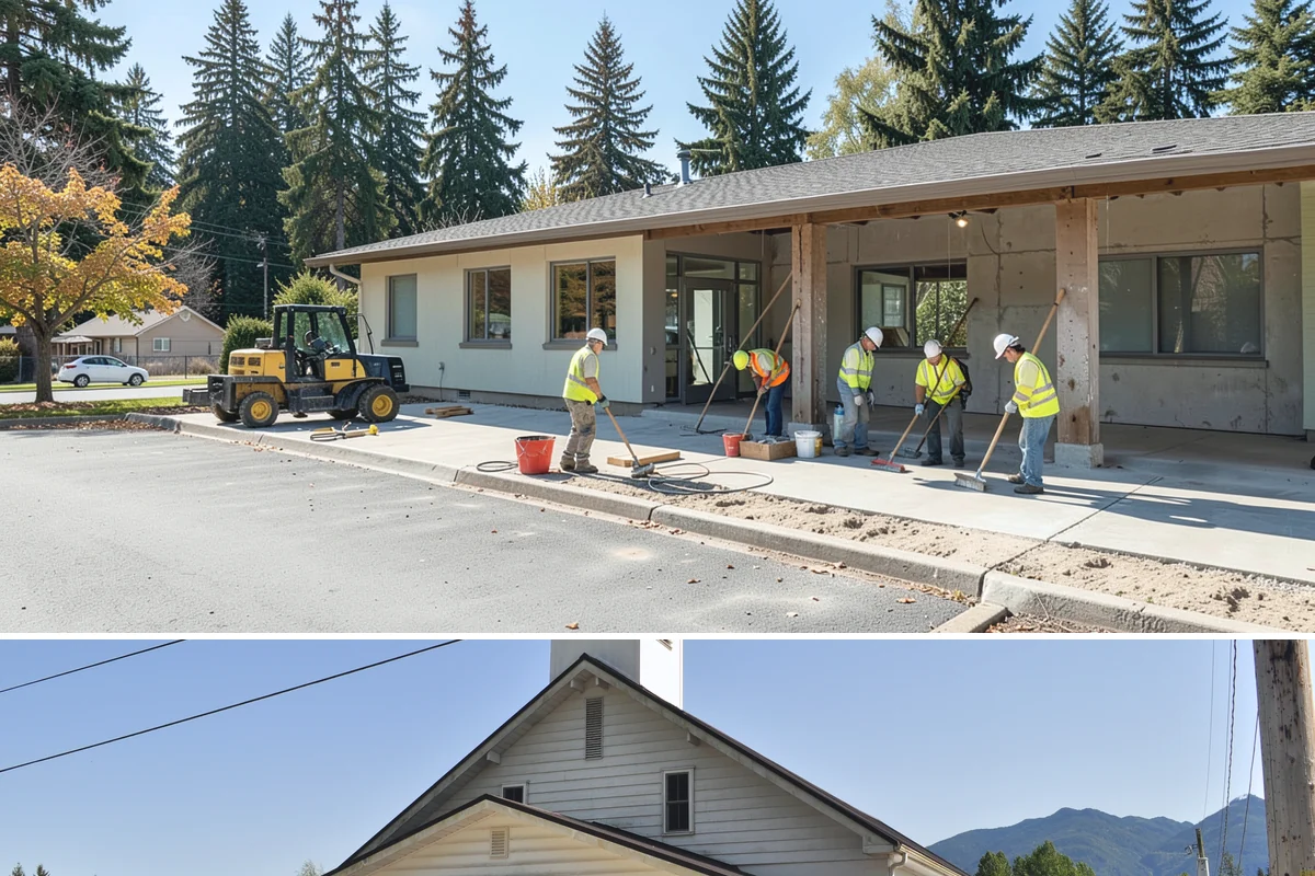 Bollard Installation in Concrete, Skagit County, WA - Bollard installation proceeds year-round, with drier conditions preferred for foundation excavation and concrete curing.