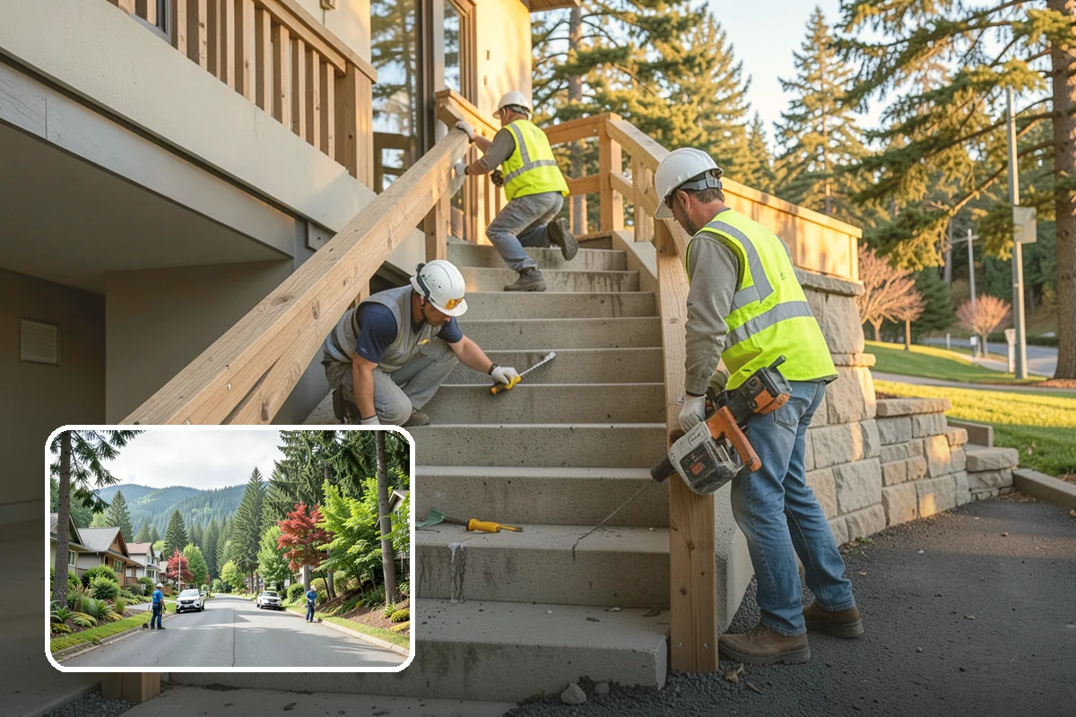 Bollard Installation in Darrington, Snohomish County, WA - Controls vehicle access and protects pedestrian areas