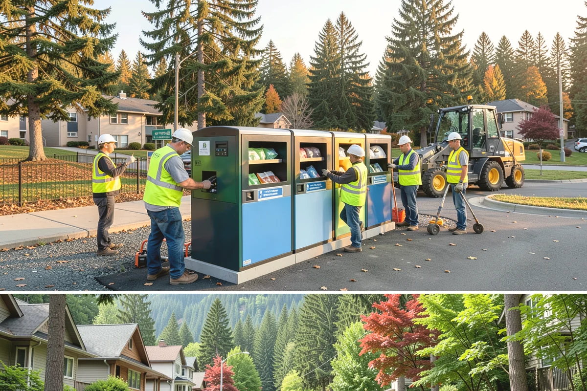 Bollard Installation in Darrington, Snohomish County, WA - Bollard installation proceeds year-round, with drier conditions preferred for foundation excavation and concrete curing.