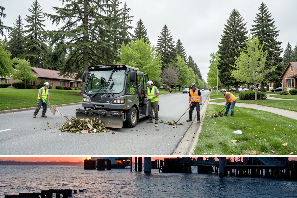 Bollard Installation in Edmonds, Snohomish County, WA - Bollard installation proceeds year-round, with drier conditions preferred for foundation excavation and concrete curing.