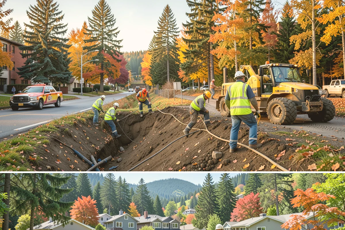 Bollard Installation in Fircrest, Pierce County, WA - Bollard installation proceeds year-round, with drier conditions preferred for foundation excavation and concrete curing.