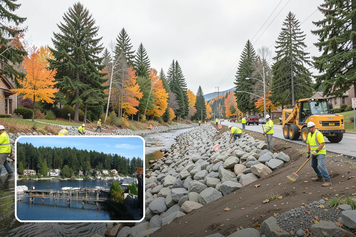 Bollard Installation in Gig Harbor, Pierce County, WA - Controls vehicle access and protects pedestrian areas