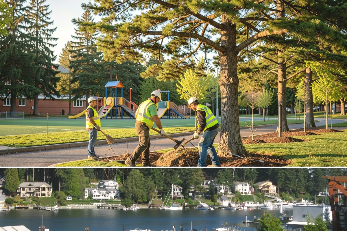 Bollard Installation in Gig Harbor, Pierce County, WA - Bollard installation proceeds year-round, with drier conditions preferred for foundation excavation and concrete curing.