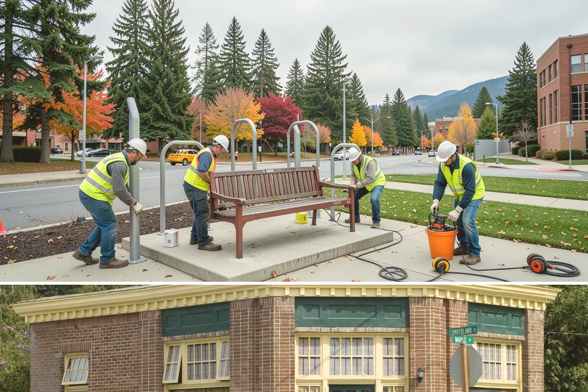 Bollard Installation in Hamilton, Skagit County, WA - Bollard installation proceeds year-round, with drier conditions preferred for foundation excavation and concrete curing.