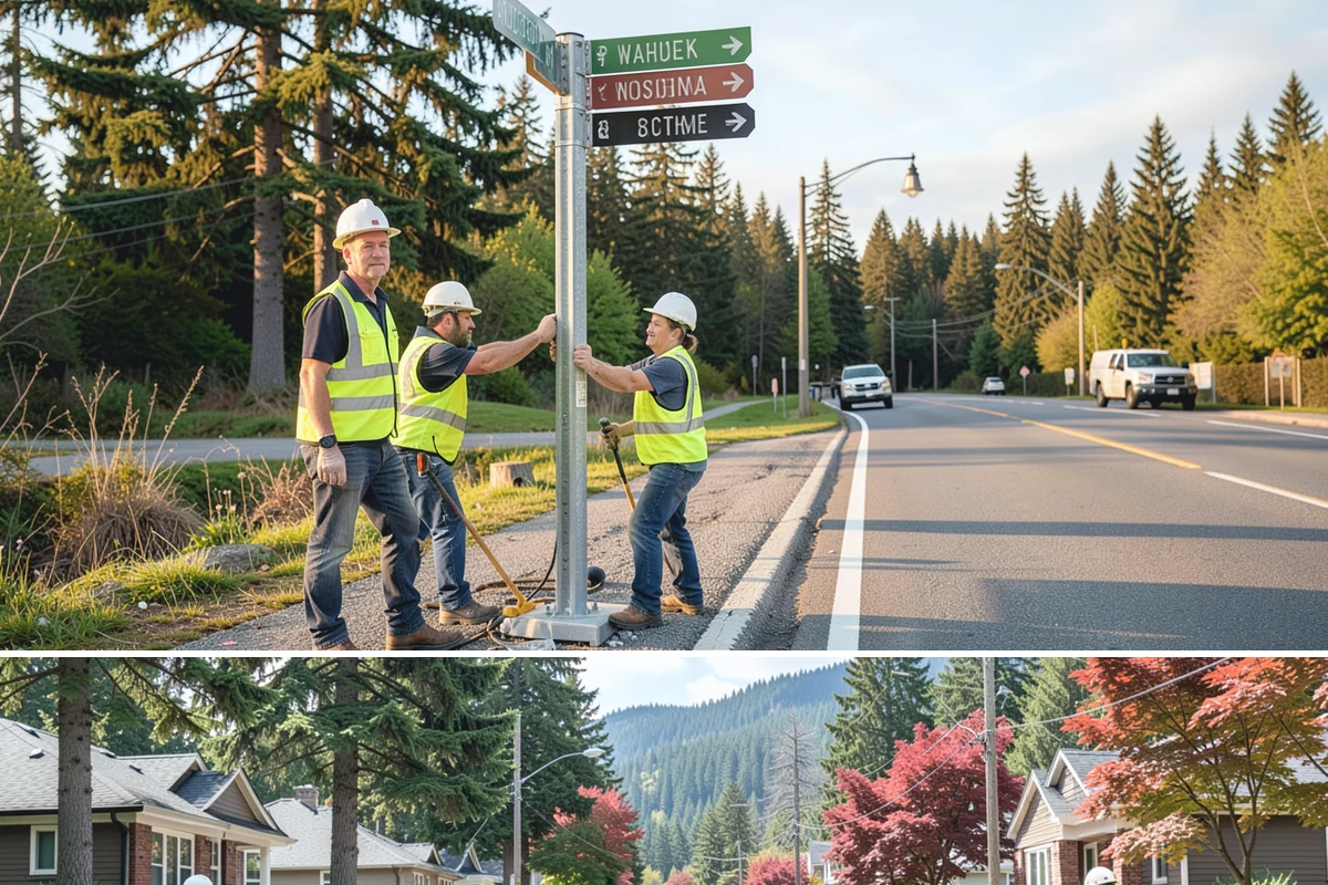 Bollard Installation in Hunts Point, King County, WA - Bollard installation proceeds year-round, with drier conditions preferred for foundation excavation and concrete curing.