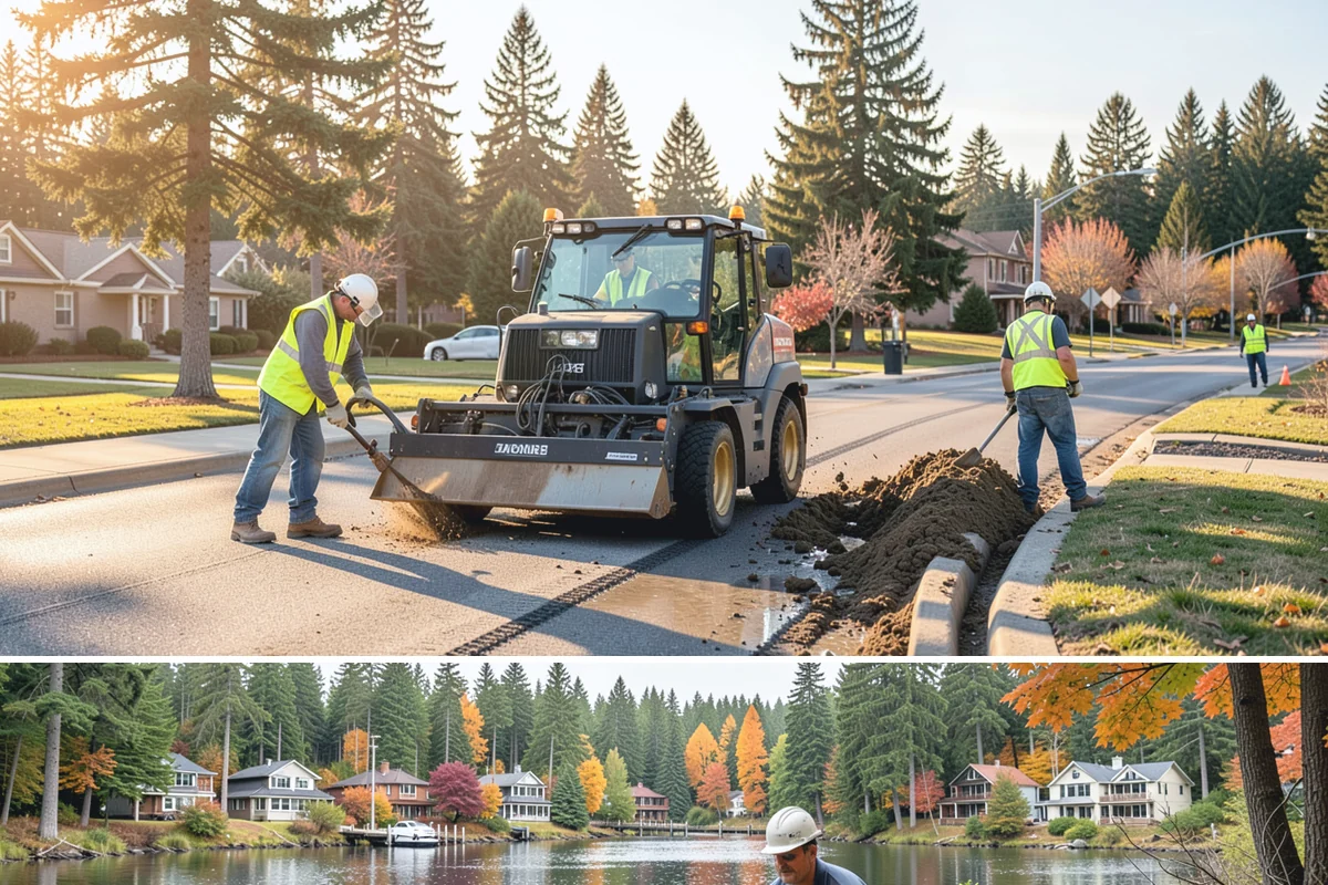 Bollard Installation in La Conner, Skagit County, WA - Bollard installation proceeds year-round, with drier conditions preferred for foundation excavation and concrete curing.