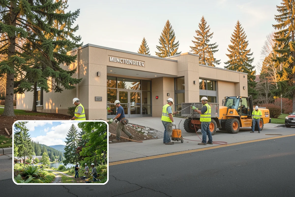 Bollard Installation in Lake Forest Park, King County, WA - Controls vehicle access and protects pedestrian areas