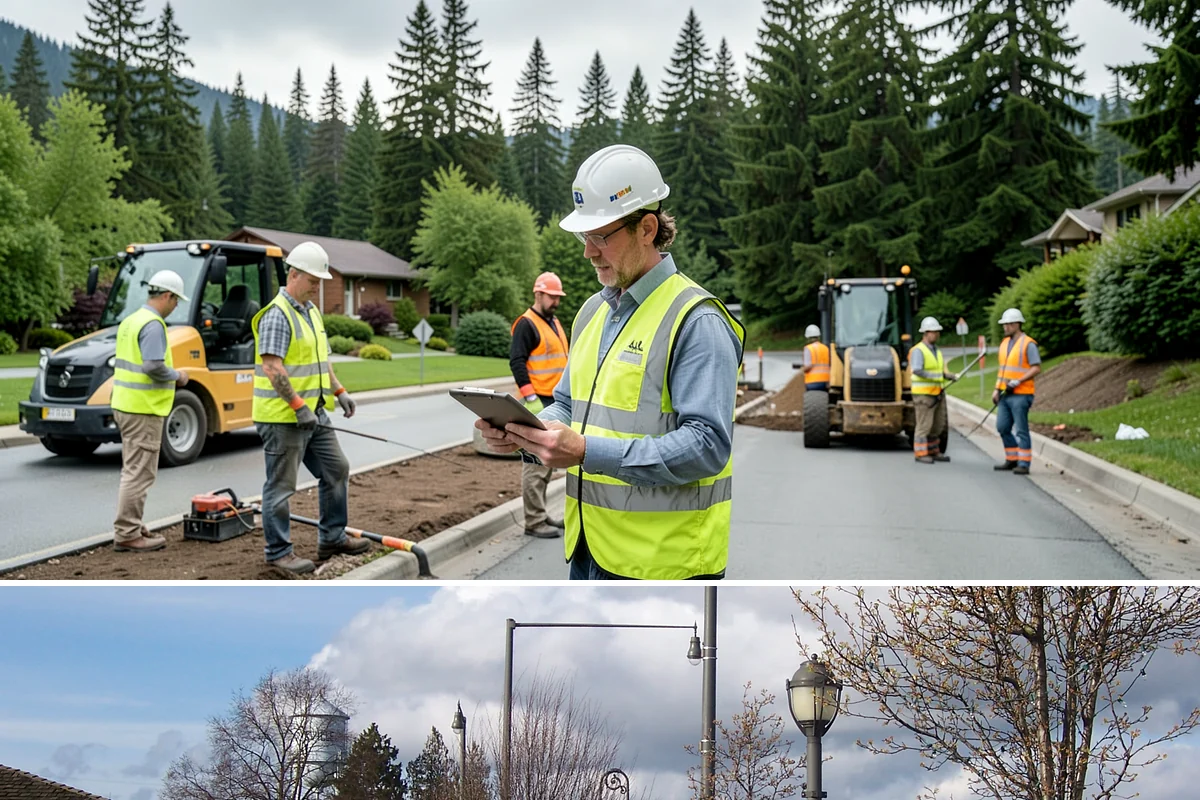Bollard Installation in Marysville, Snohomish County, WA - Bollard installation proceeds year-round, with drier conditions preferred for foundation excavation and concrete curing.