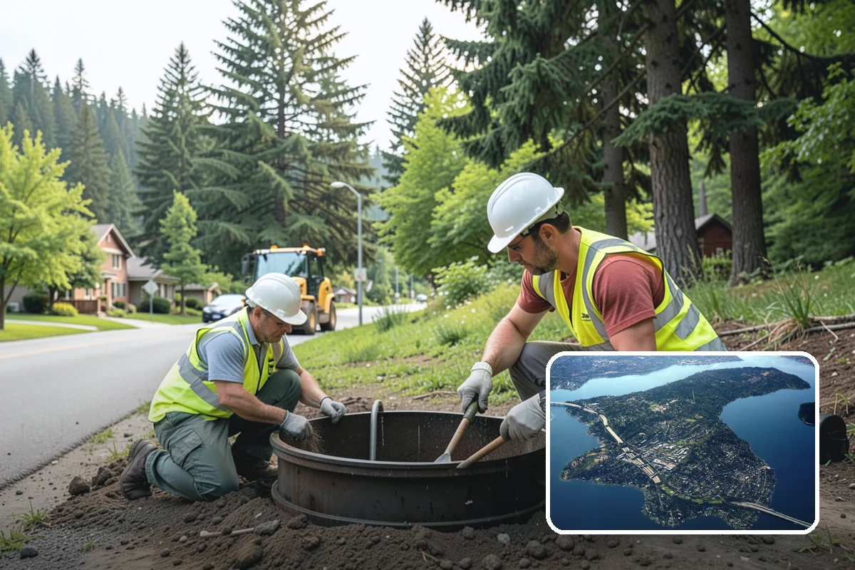 Bollard Installation in Mercer Island, King County, WA - Controls vehicle access and protects pedestrian areas