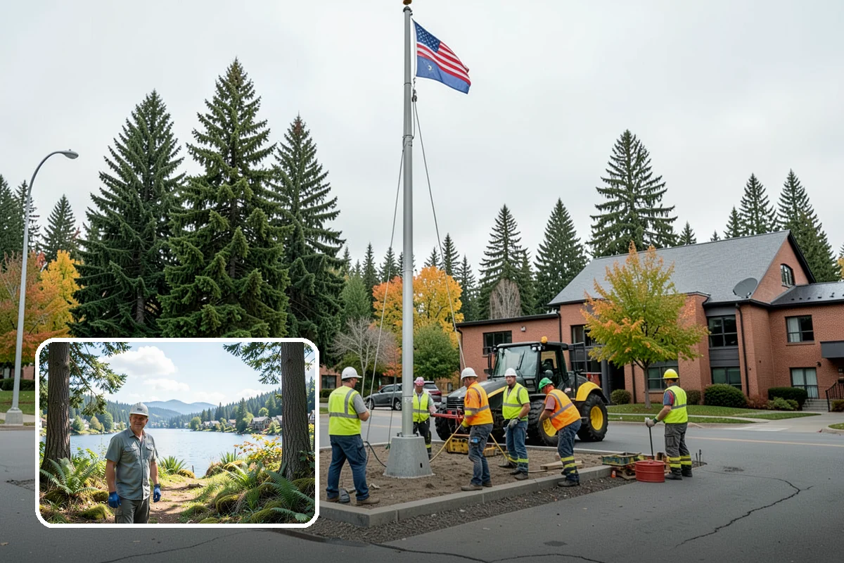 Bollard Installation in Milton, King County, WA - Controls vehicle access and protects pedestrian areas