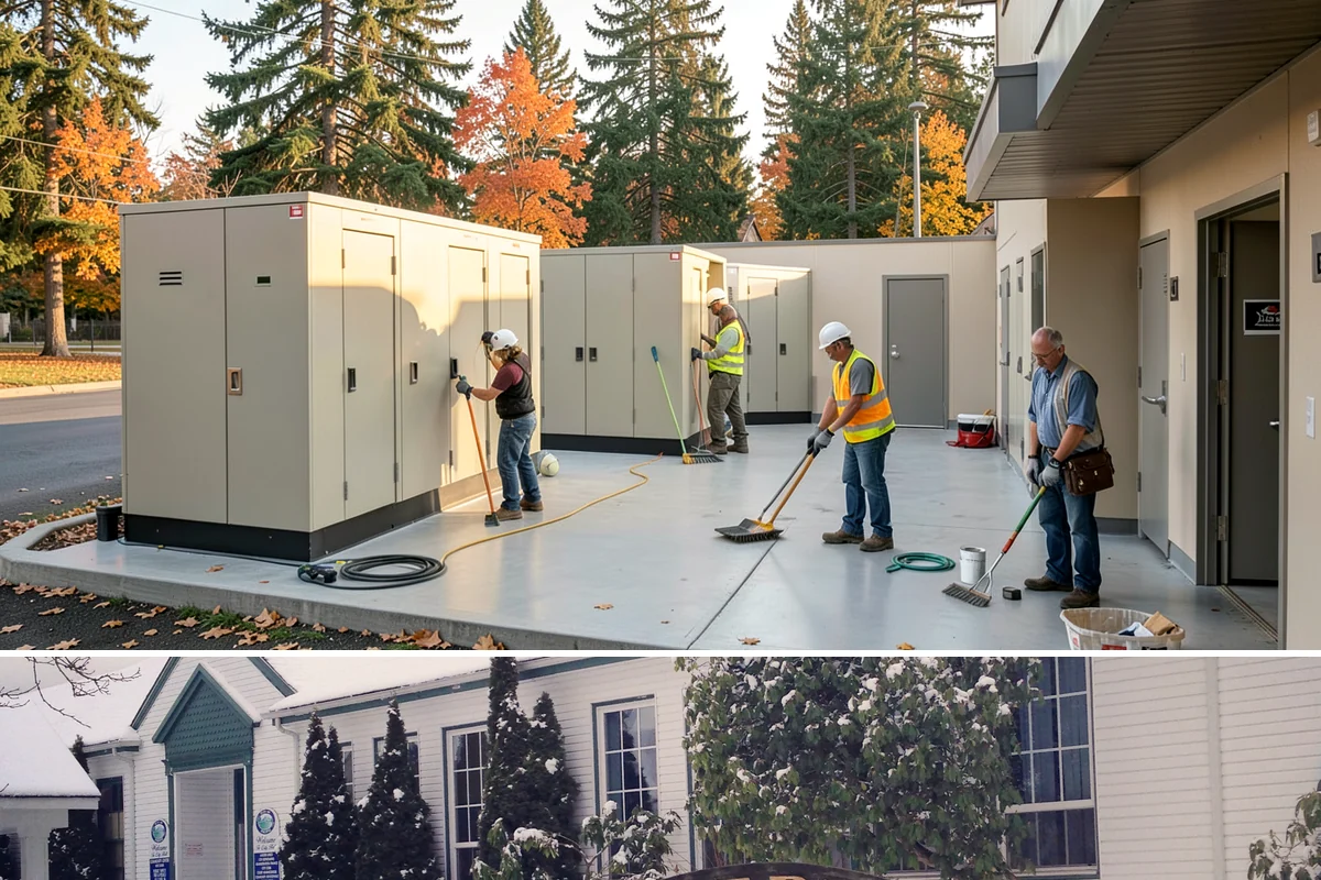 Bollard Installation in Pacific, King County, WA - Bollard installation proceeds year-round, with drier conditions preferred for foundation excavation and concrete curing.