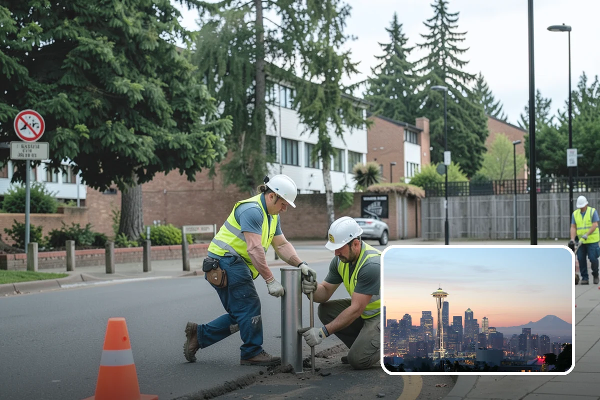 Bollard Installation in Seattle, King County, WA - Controls vehicle access and protects pedestrian areas