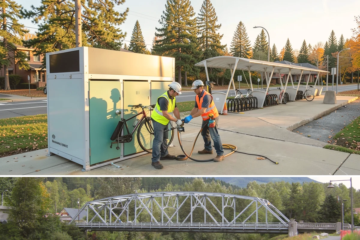 Bollard Installation in Skykomish, King County, WA - Bollard installation proceeds year-round, with drier conditions preferred for foundation excavation and concrete curing.
