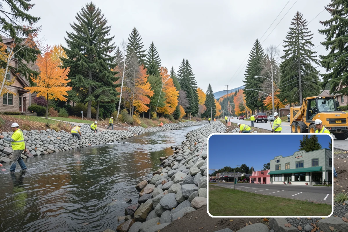 Bollard Installation in Snoqualmie, King County, WA - Controls vehicle access and protects pedestrian areas