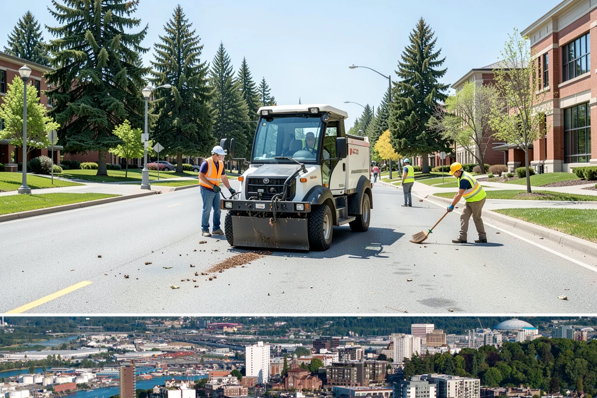 Bollard Installation in Tacoma, Pierce County, WA - Bollard installation proceeds year-round, with drier conditions preferred for foundation excavation and concrete curing.