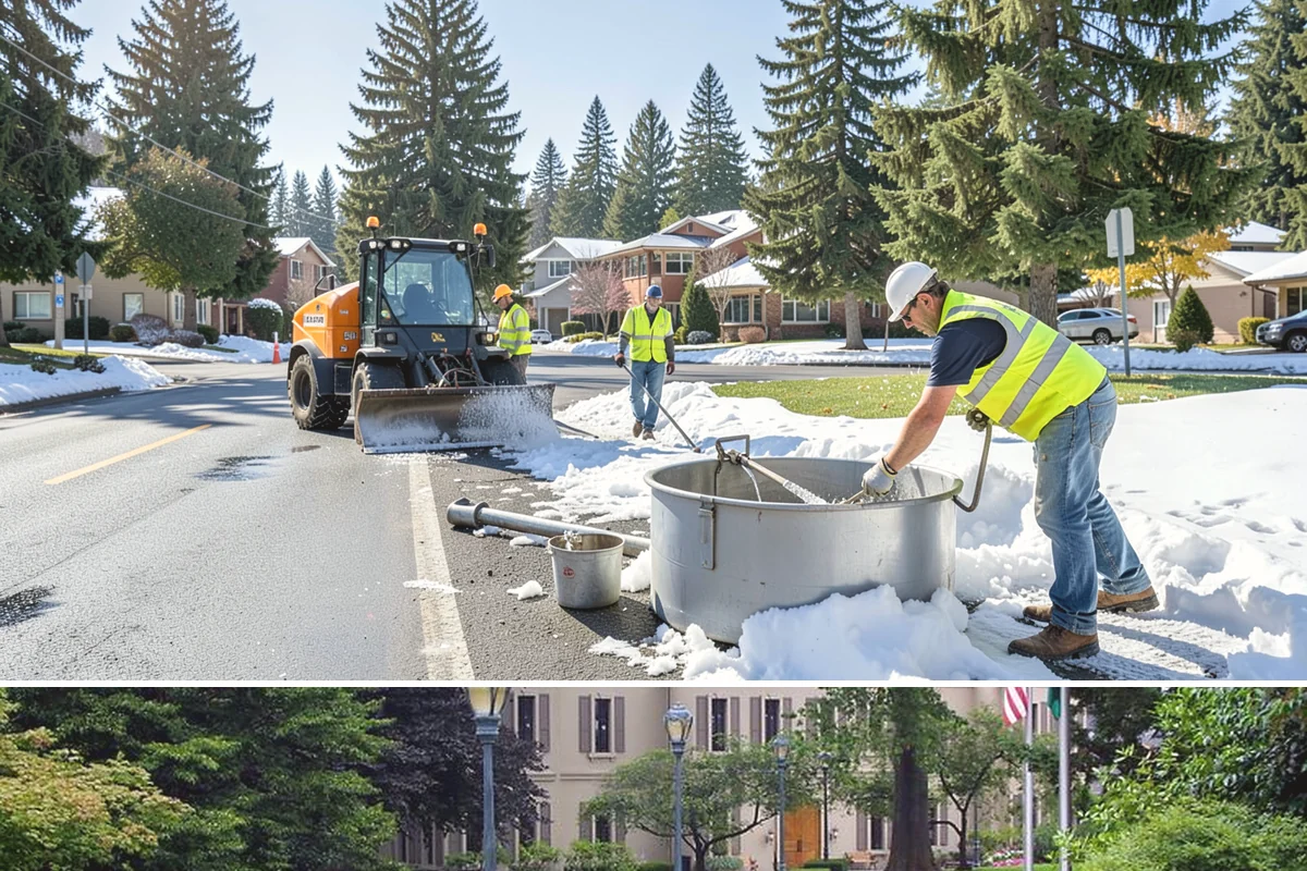 Bollard Installation in Woodinville, King County, WA - Bollard installation proceeds year-round, with drier conditions preferred for foundation excavation and concrete curing.