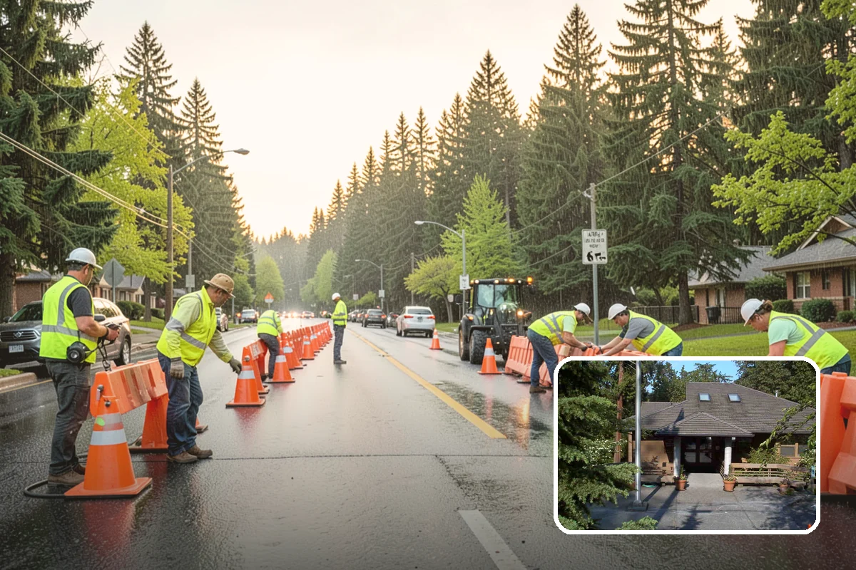 Bollard Installation in Yarrow Point, King County, WA - Controls vehicle access and protects pedestrian areas