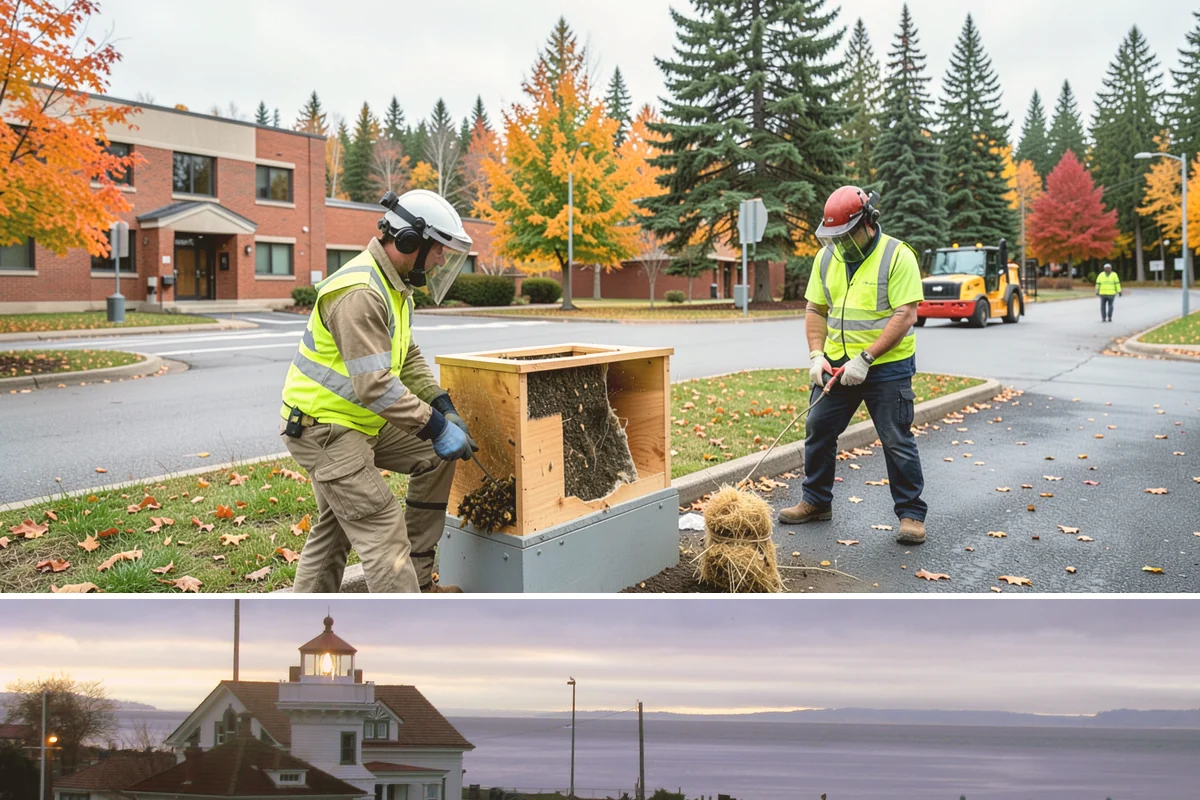 Bollard Replacement in Mukilteo, Snohomish County, WA - Replacement runs year-round, with concrete-set foundations favoring drier conditions for proper curing.