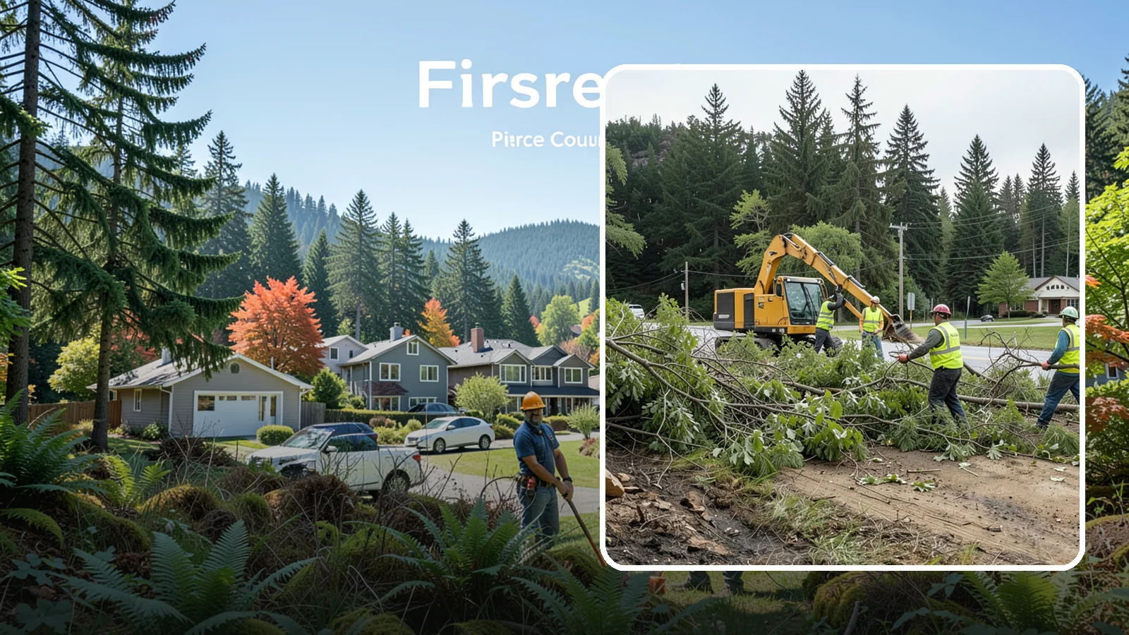 Brush Clearing in Fircrest, Pierce County, WA - Mechanical and hand clearing of overgrown brush and small vegetation from public parcels, easements, and undeveloped grounds.