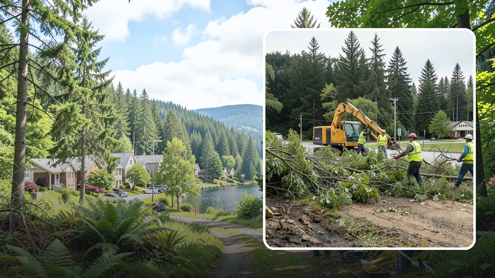Brush Clearing in Lake Forest Park, King County, WA - Mechanical and hand clearing of overgrown brush and small vegetation from public parcels, easements, and undeveloped grounds.
