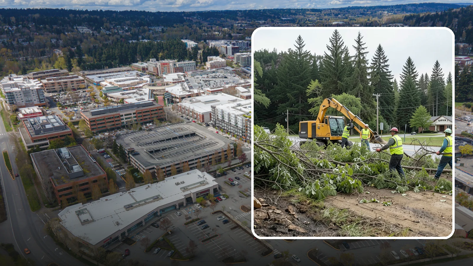 Brush Clearing in Redmond, King County, WA - Mechanical and hand clearing of overgrown brush and small vegetation from public parcels, easements, and undeveloped grounds.