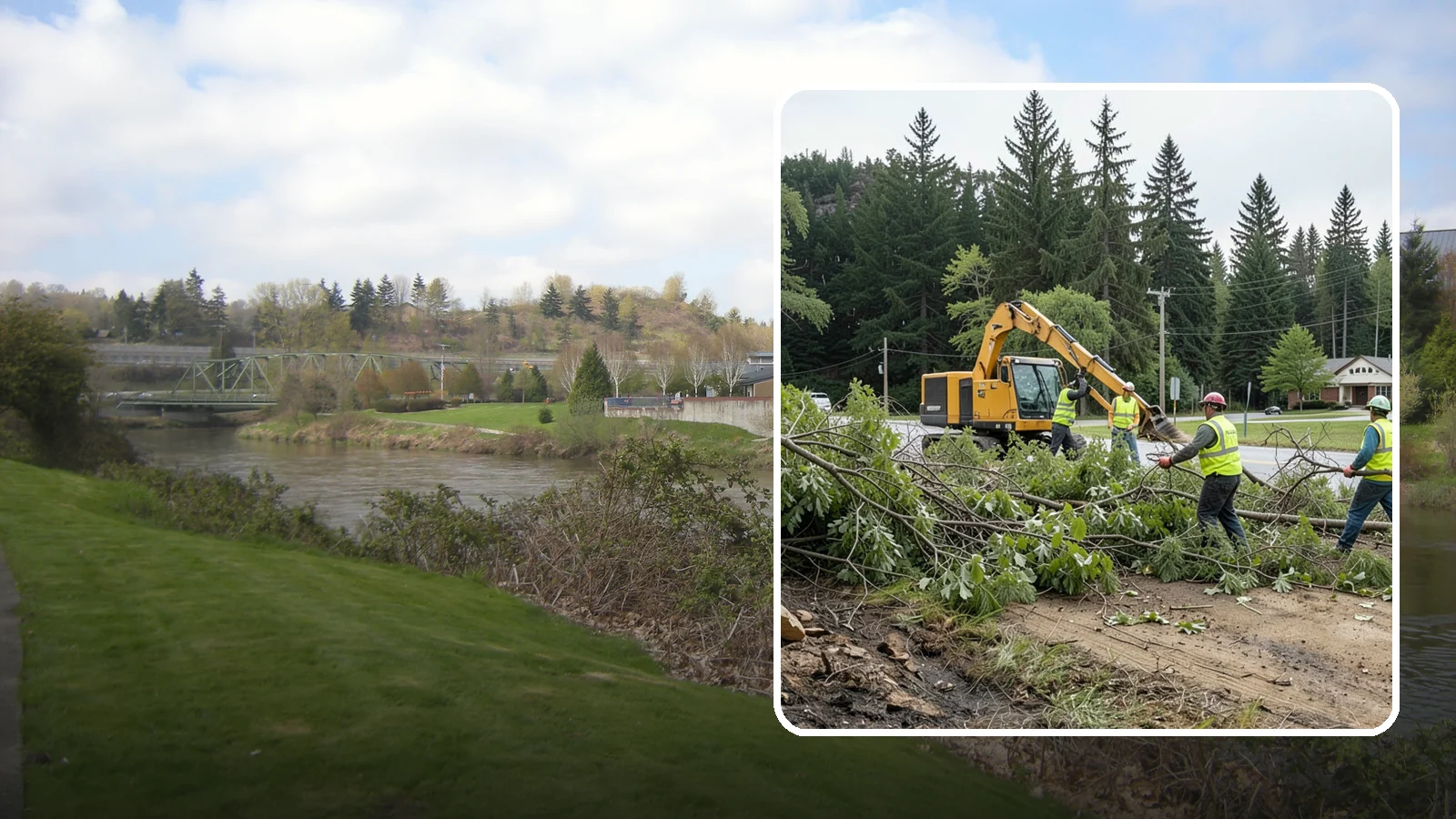Brush Clearing in Tukwila, King County, WA - Mechanical and hand clearing of overgrown brush and small vegetation from public parcels, easements, and undeveloped grounds.