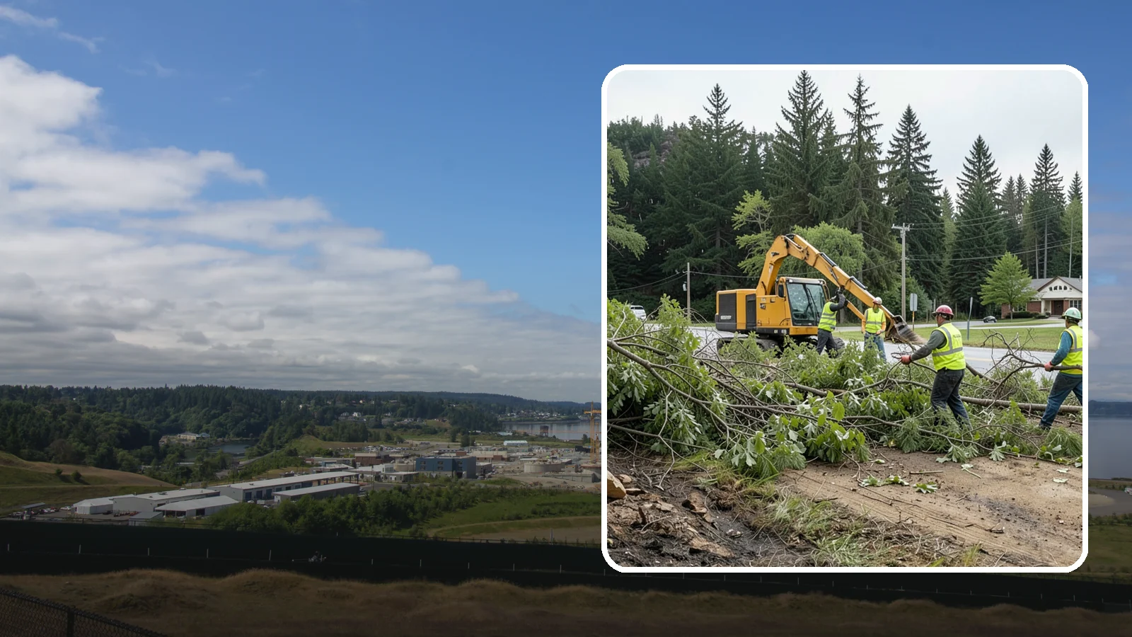 Brush Clearing in University Place, Pierce County, WA - Mechanical and hand clearing of overgrown brush and small vegetation from public parcels, easements, and undeveloped grounds.