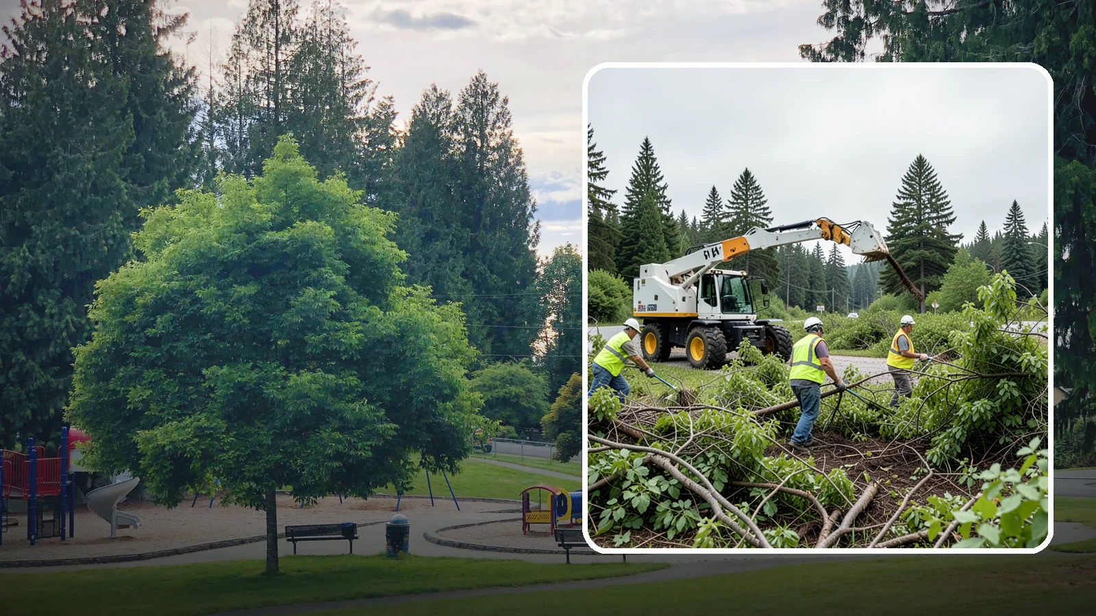 Brush Mowing in Bonney Lake, Pierce County, WA - Heavy-duty flail and brush mowing to reduce woody vegetation and overgrowth on public parcels and easements.